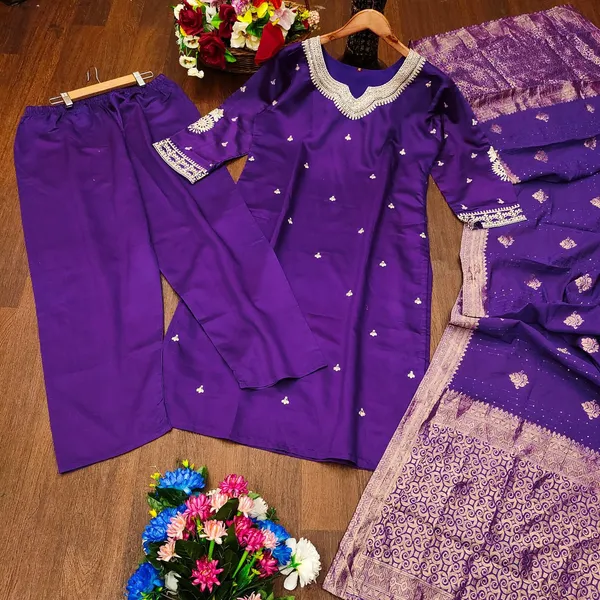 Purple_Silk_Straight_Embroidered_Kurta_Set_For_Women