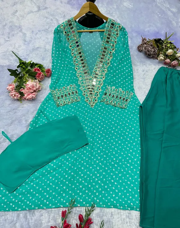 Teal_Georgette_Printed_Anarkali_Kurta_Set_For_Women