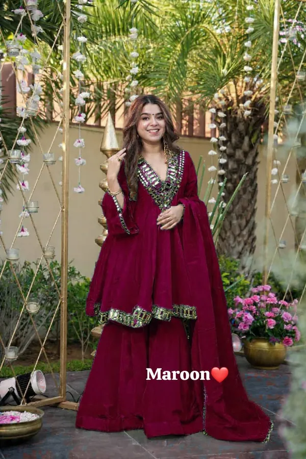Maroon_Silk_Embellished_Flared_Anarkali_Suit_Set_For_Women