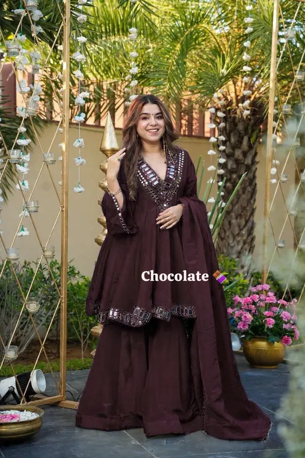 Chocolate_Silk_Anarkali_Embellished_Suit_Set_For_Women
