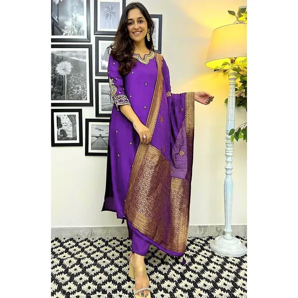 Purple_Silk_Straight_Embroidered_Kurta_Set_For_Women