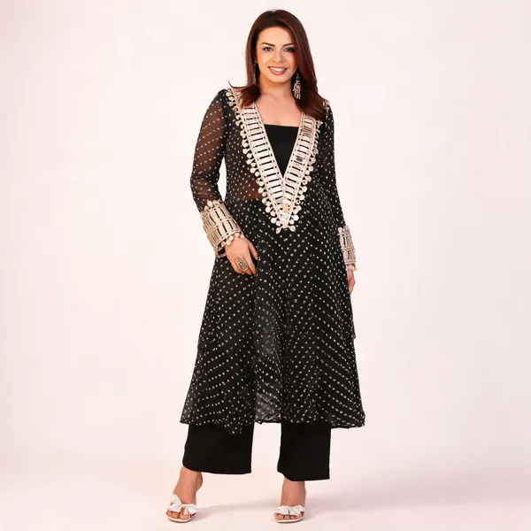 Black_Fox_Georgette_Flared_Kurta_Set_For_Women