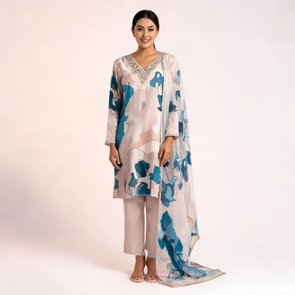 Pink_Muslin_Silk_Floral_Print_Kurta_Set_For_Women