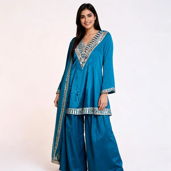 Blue_Silk_Embellished_Straight_Kurta_Set_For_Women