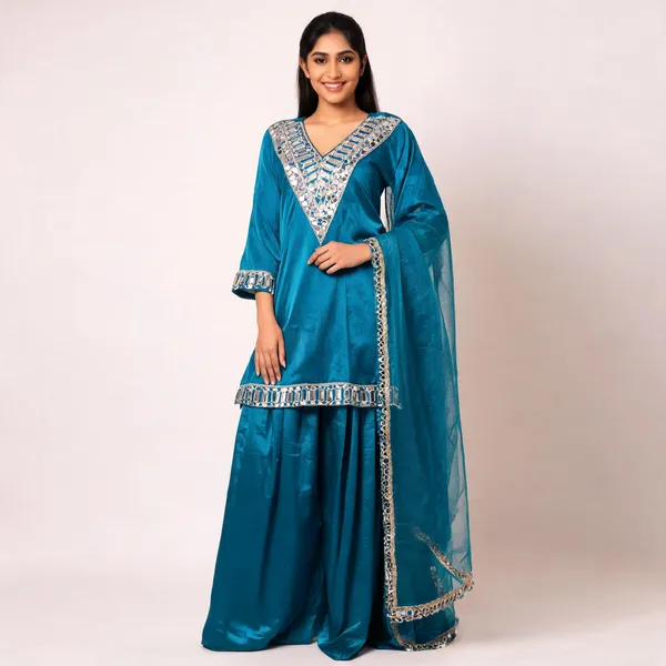 Blue_Silk_Embellished_Straight_Kurta_Set_For_Women