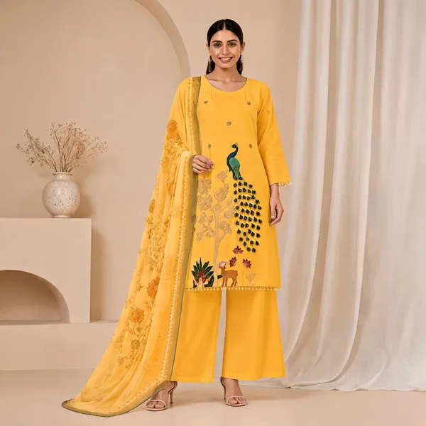 Yellow_Silk_Embroidered_Straight_Kurta_Set_For_Women