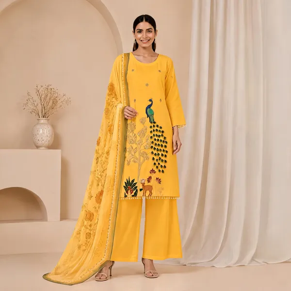 Yellow_Silk_Embroidered_Straight_Kurta_Set_For_Women