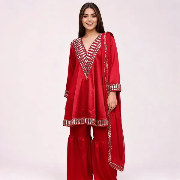 Red_Silk_Embellished_Flared_Anarkali_Suit_Set_For_Women