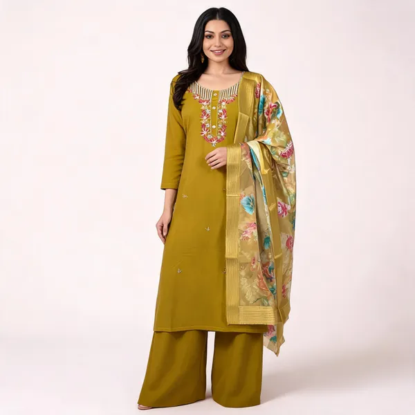 Mustard_Silk_Straight_Kurta_Set_For_Women