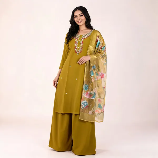 Mustard_Silk_Straight_Kurta_Set_For_Women