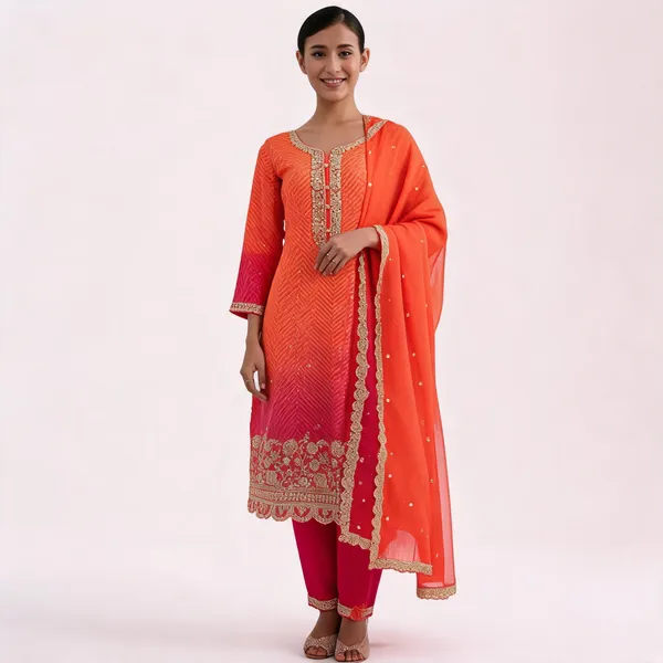 Orange_Silk_Straight_Embroidered_Kurta_Set_For_Women