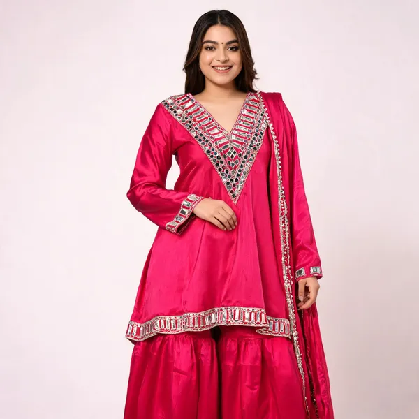 Hot_Pink_Silk_Embellished_Sharara_Suit_Set_For_Women