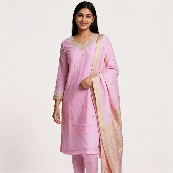 Lavender_Silk_Straight_Embellished_Kurta_Set_For_Women