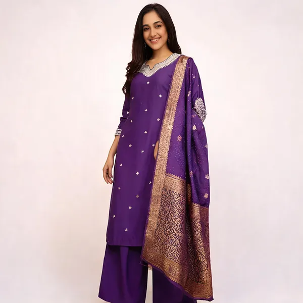 Purple_Silk_Straight_Embroidered_Kurta_Set_For_Women