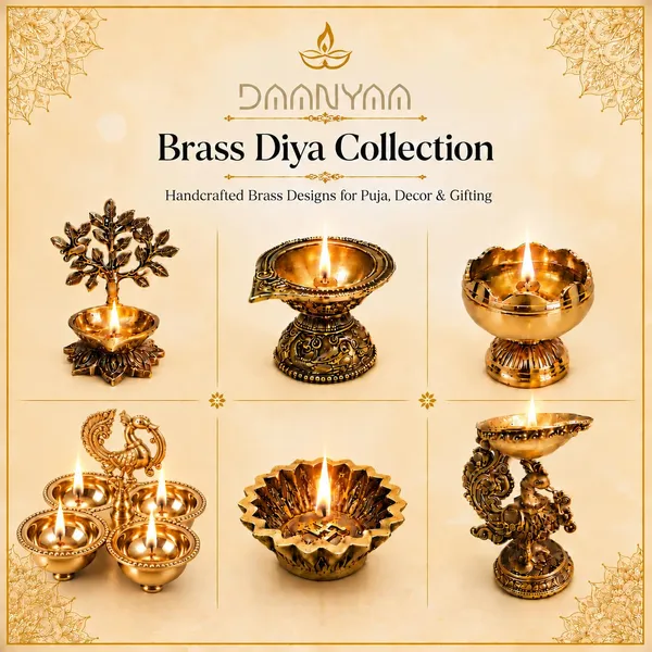 Brass_Lotus_Oil_Lamp_With_Wick_Holder(Set_of_2)