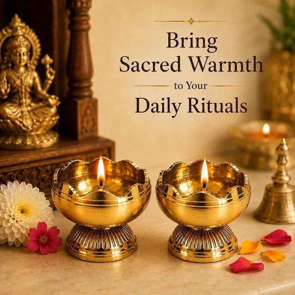 Brass_Lotus_Oil_Lamp_With_Wick_Holder(Set_of_2)
