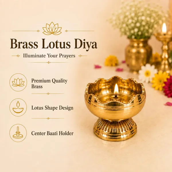 Brass_Lotus_Diya_With_Holder(Set_of_1)