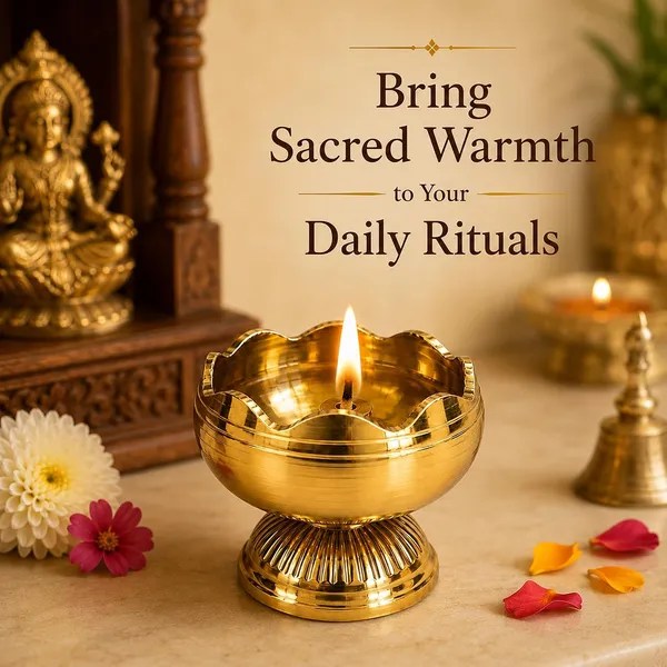Brass_Lotus_Diya_With_Holder(Set_of_1)