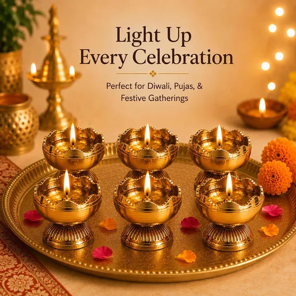 Brass_Lotus_Diya_With_Wick_Holder(Set_of_6)