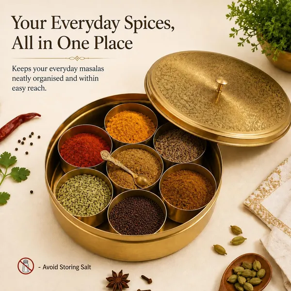 Brass_Masala_Box_With_Spoon_And_Containers