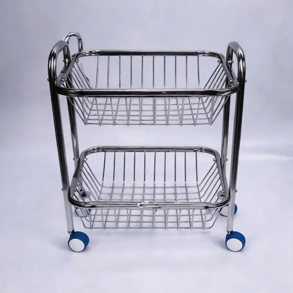 Metal_Chrome_Two_Tier_Rolling_Storage_Rack