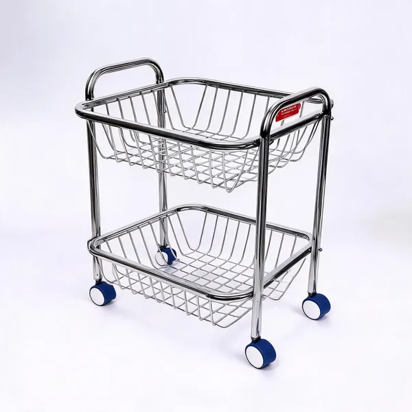Metal_Chrome_Two_Tier_Rolling_Storage_Rack