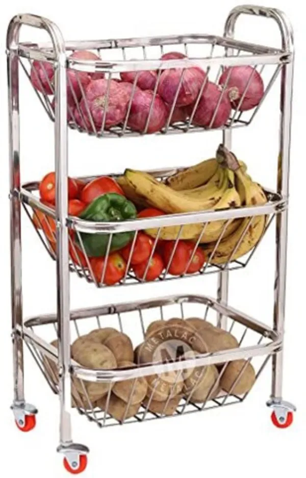 Metal_3_Tier_Rolling_Wire_Basket_Storage_Trolley