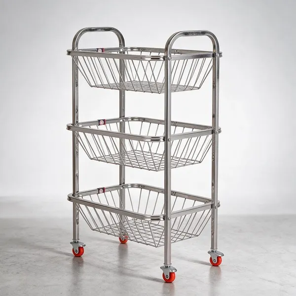 Metal_3_Tier_Rolling_Wire_Basket_Storage_Trolley