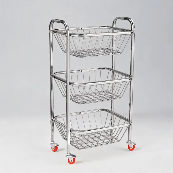 Metal_3_Tier_Rolling_Wire_Basket_Storage_Trolley