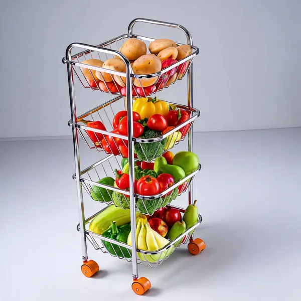 Metal_Chrome_4_Tier_Rolling_Wire_Kitchen_Rack
