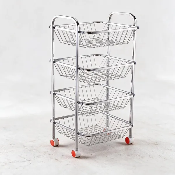 Metal_Chrome_4_Tier_Rolling_Wire_Kitchen_Rack