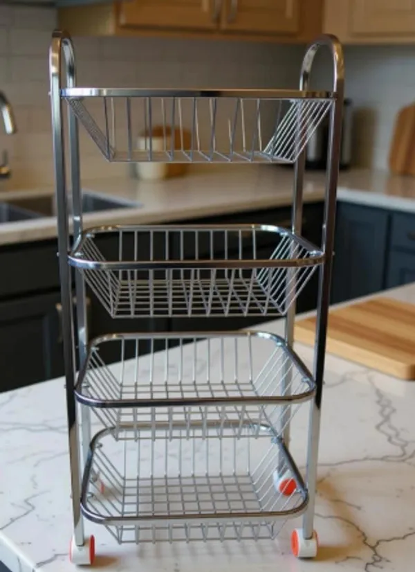 Metal_Chrome_4_Tier_Rolling_Wire_Kitchen_Rack