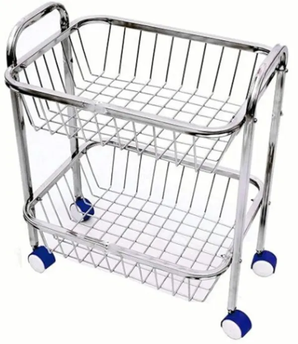 Metal_Chrome_Two_Tier_Rolling_Storage_Rack
