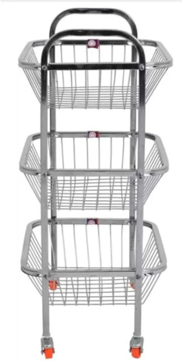 Metal_3_Tier_Rolling_Wire_Basket_Storage_Trolley