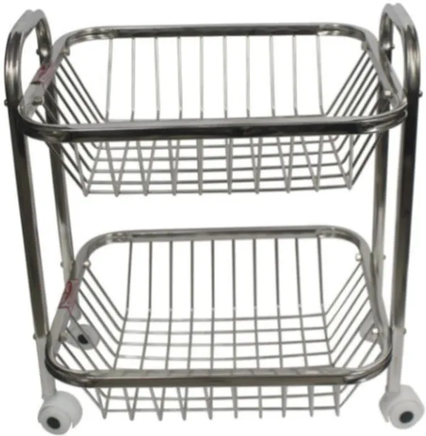 Metal_Chrome_Two_Tier_Rolling_Storage_Rack