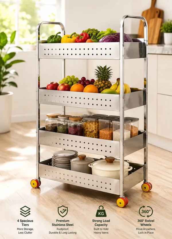 Metal_Modern_Four_Tier_Perforated_Kitchen_Trolley