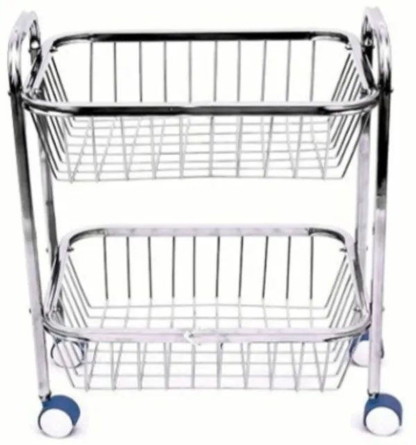Metal_Chrome_Two_Tier_Rolling_Storage_Rack