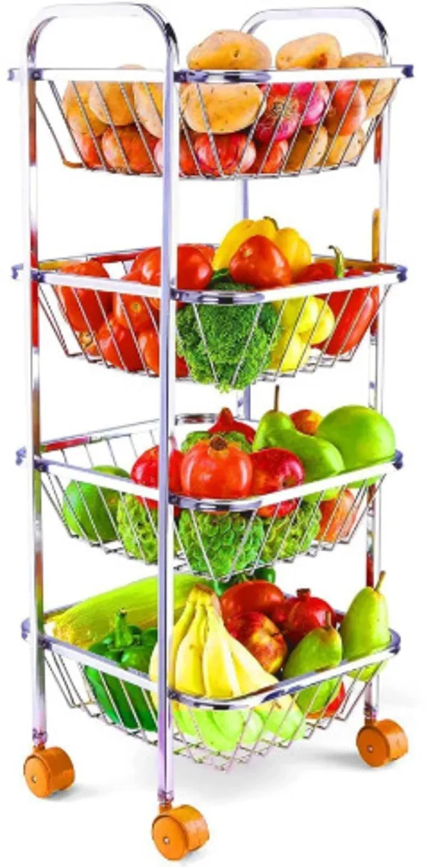Metal_Chrome_4_Tier_Rolling_Wire_Kitchen_Rack