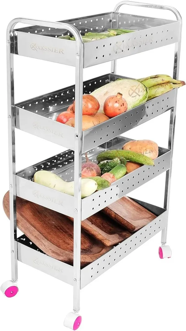 Metal_Modern_Four_Tier_Perforated_Kitchen_Trolley