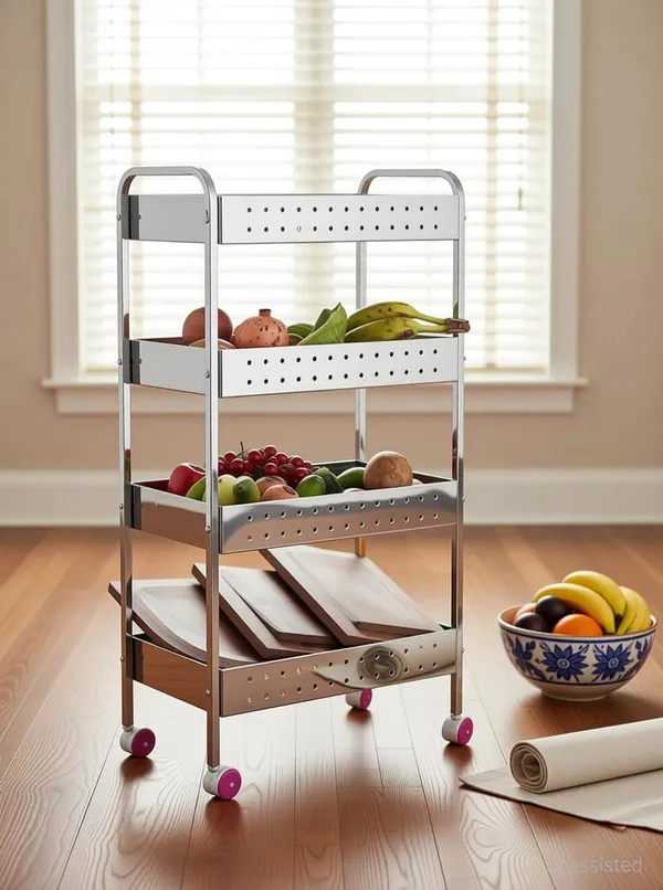 Metal_Modern_Four_Tier_Perforated_Kitchen_Trolley