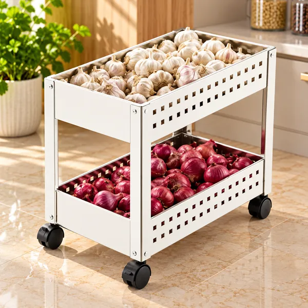Metal_Modern_Two_Tier_Rolling_Kitchen_Storage_Rack