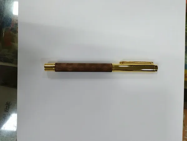 Gold-Tone_Brown_Textured_Grip_Roller_Pen