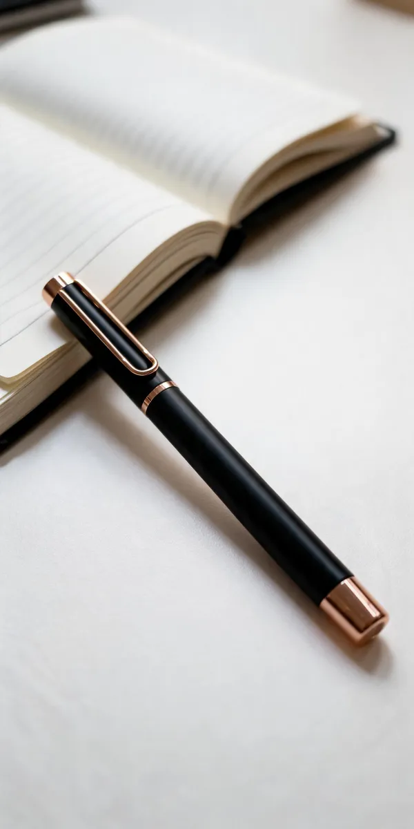 Black_Rose_Gold-Tone_Roller_Pen_With_Clip