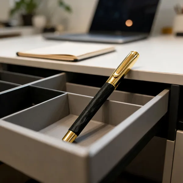 Black_Textured_Gold-Tone_Roller_Pen_With_Clip