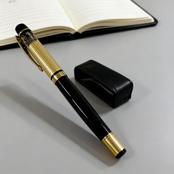 Black_Gold-Tone_Decorative_Capped_Roller_Pen