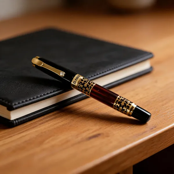 Black_Gold-Tone_Ornate_Capped_Roller_Pen