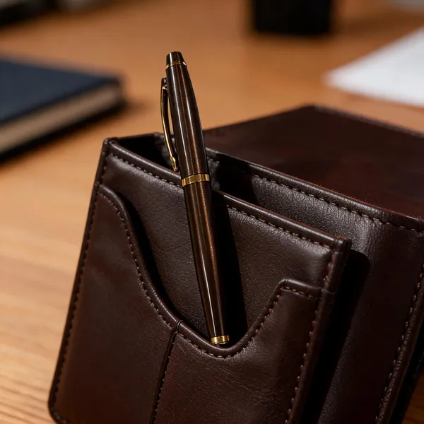 Black_Metallic_Retractable_Ballpoint_Pen_Gold-Tone_Accents