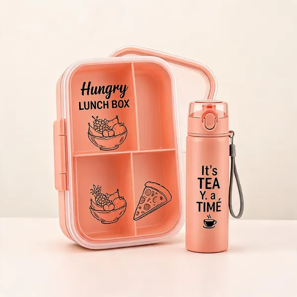 Peach_Plastic_Kids_Lunch_Box_Set_With_Bottle