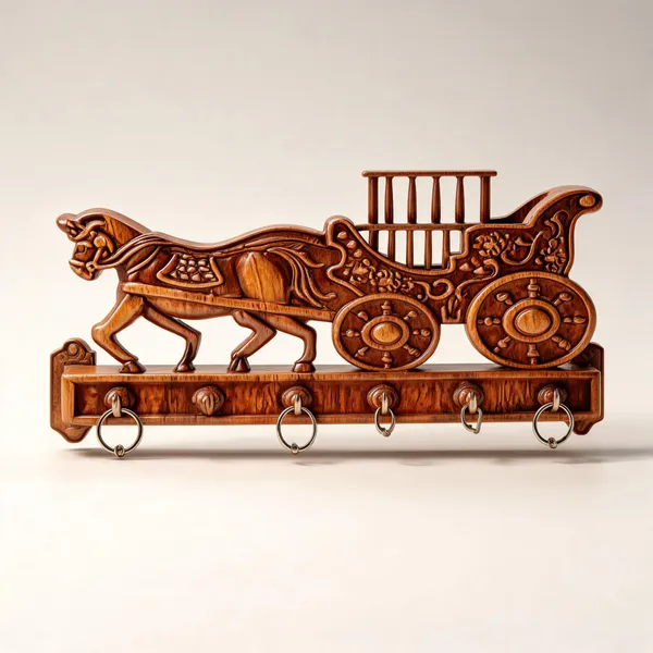 Brown_Royal_Horse_Carriage_Wall_Mount_Key_Holder_With_Mobile_Stand