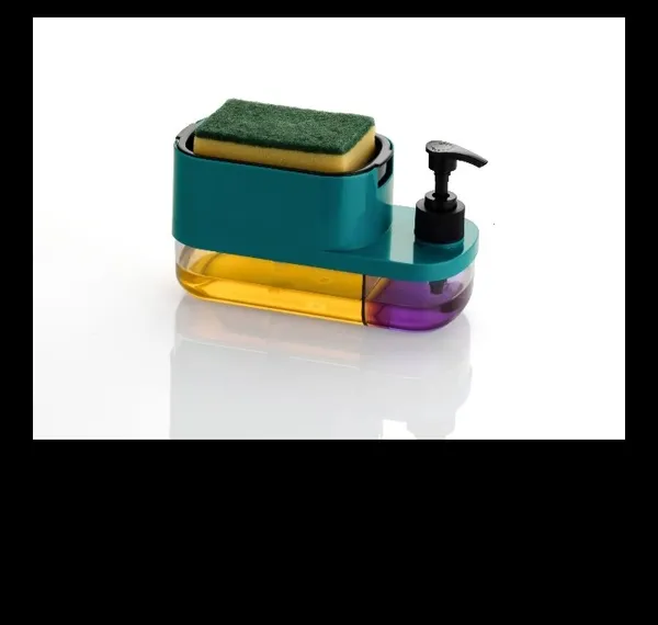 Blue_Plastic_Kitchen_Soap_Dispenser_With_Sponge_Holder_Organizer